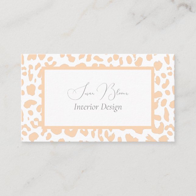 Pink on White Leopard Print Business Card (Front)