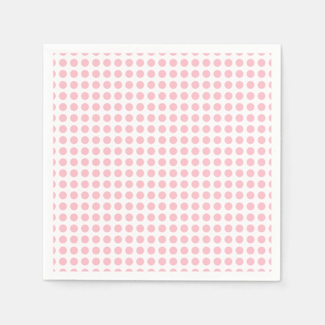 Pink on White Medium Horizontal Polka Dots Paper Napkins (Front)