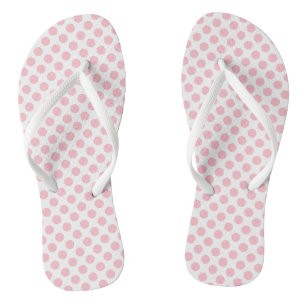 Pink on White Medium Size Polka Dots Flip Flops