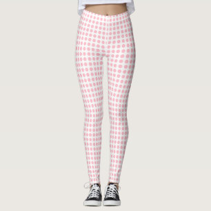 Pink on White Small Size Horizontal Polka Dots Leggings