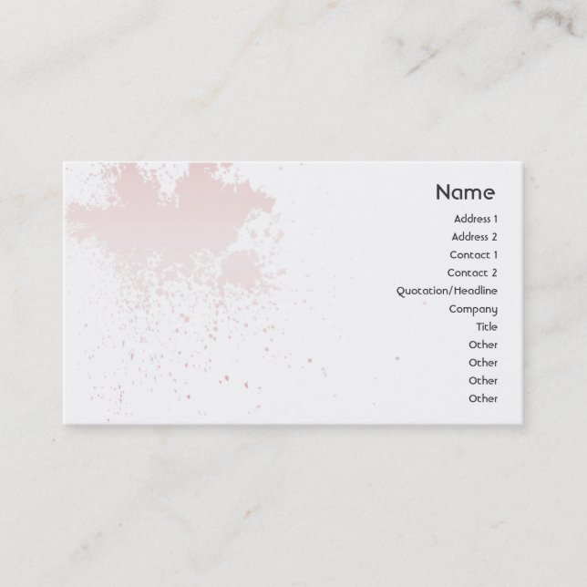 Pink On White Splatter - Business Card (Front)
