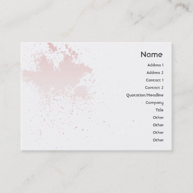 Pink On White Splatter - Chubby Business Card (Front)