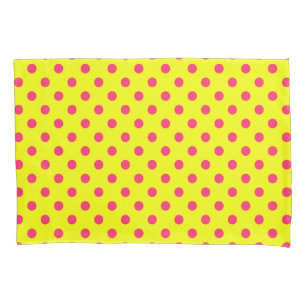 Pink On Yellow Polka Dots Pattern Design  Pillow Case