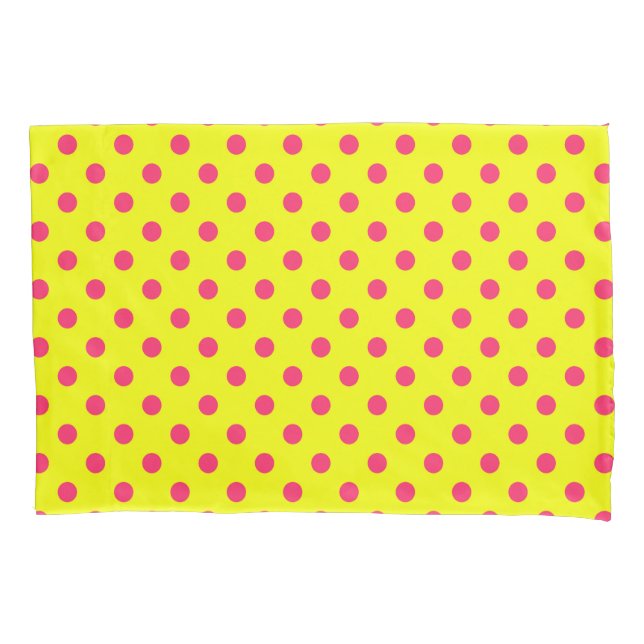 Pink On Yellow Polka Dots Pattern Design  Pillow Case (Front)