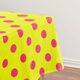 Pink On Yellow Polka Dots Pattern Design Tablecloth