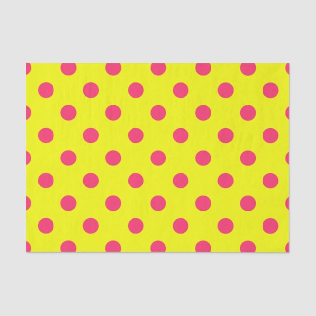 Pink On Yellow Polka Dots Pattern Design  Tissue Paper (Front)