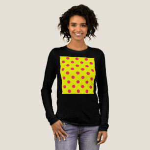 Pink On Yellow Polka Dots Pattern Design Tri-Blend Shirt