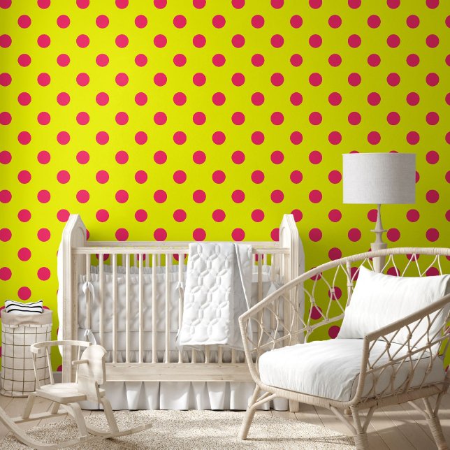 Pink On Yellow Polka Dots Pattern Design  Wallpaper (Creator Uploaded)