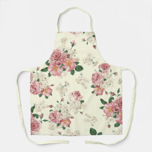 Pink on Yellow Vintage Floral  Apron