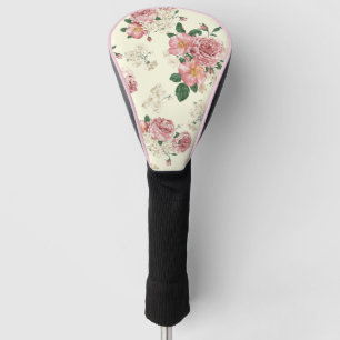 Pink on Yellow Vintage Floral Golf Head Cover