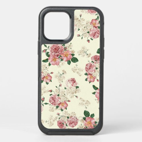 Pink on Yellow Vintage Floral  OtterBox Symmetry iPhone 12 Case