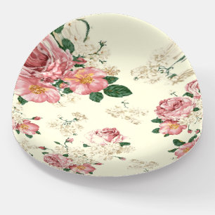 Pink on Yellow Vintage Floral Paperweight