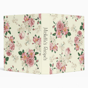 Pink on Yellow Vintage Floral personal 3 Ring Binder
