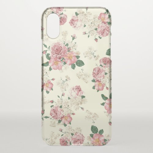 Pink on Yellow Vintage Floral  iPhone X Case