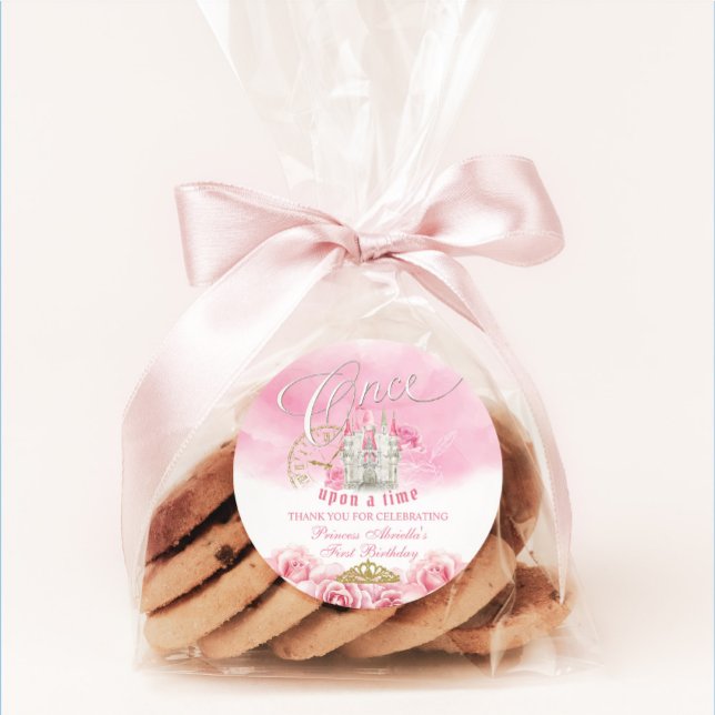 Pink Once Upon a Time Princess Classic Round Sticker (Creator Uploaded)