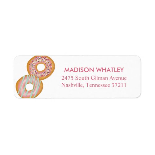 Pink One Donut First Birthday Party  Label