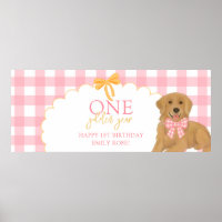 Pink One Golden Year Retriever Puppy 1st Birthday