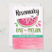 Pink One in a melon First Birthday Invitation (Front)