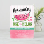 Pink One in a melon First Birthday Invitation (Standing Front)