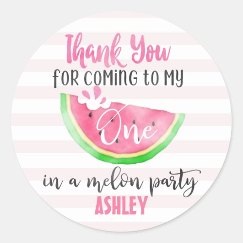 Pink one in a melon thank you birthday sticker