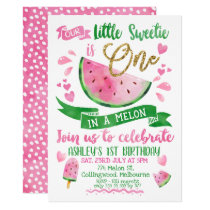 Pink One In A Melon Themed 1st Birthday Invitation Pink One In A Melon Themed 1st Birthday Invitation