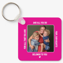 Pink One Photo Mother's Day Gift Keychain