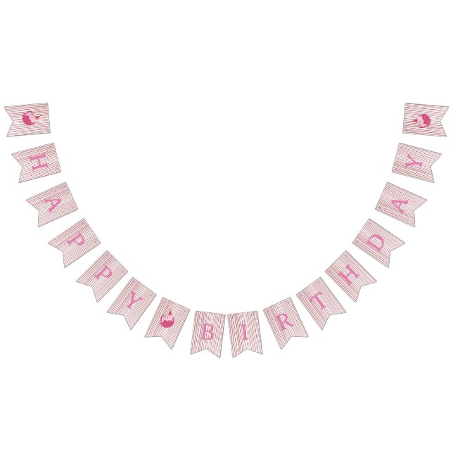 Pink One Silly Cat 1st Birthday Welcome Bunting Flags (All)