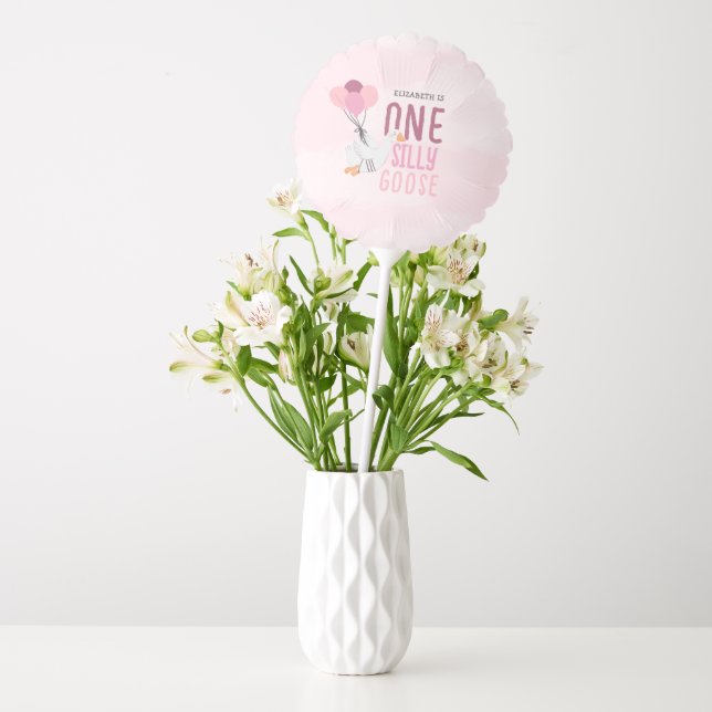Pink One Silly Goose 1st Birthday Balloon (Vase)