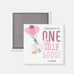 Pink One Silly Goose 1st Birthday Magnet