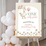 Pink One Silly Goose 1st Birthday Party Welcome Foam Board<br><div class="desc">This charming "Silly Goose" 1st birthday party welcome sign is a perfect way to greet your guests. The design showcases an adorable watercolor illustration of a playful goose,  paired with a delightful balloon bouquet in soft pink and green hues.</div>