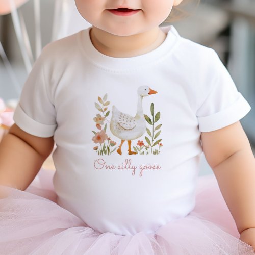 Pink One Silly Goose Birthday Baby T_Shirt
