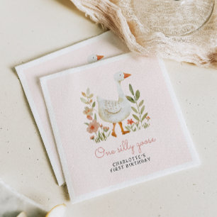 Pink One Silly Goose Birthday Napkins