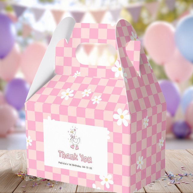 Pink One Silly Goose - Girl First Birthday Favor Boxes (Pink One Silly Goose. Girl First Birthday Favor boxes.)
