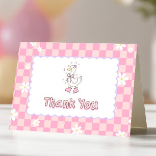 Pink One Silly Goose-Girl's First Birthday Thank You Card