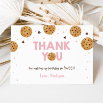 Pink One Sweet Cookie Birthday Thank You Card