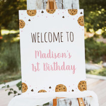 Pink One Sweet Cookie First Birthday Welcome Foam Board