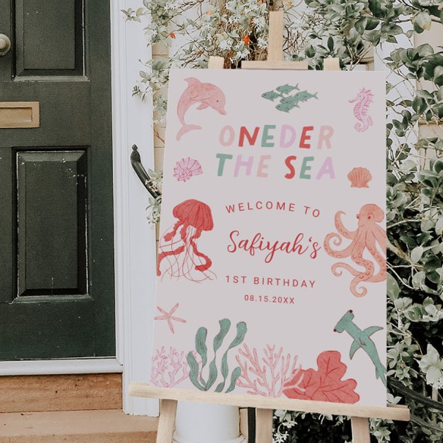 Pink Oneder The Sea Birthday Party Welcome Sign (Creator Uploaded)