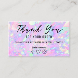 pink opal background thank you business card