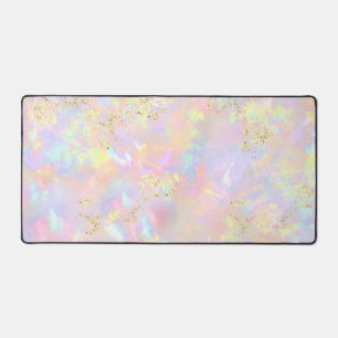 pink opal design faux chunky glitter desk mat