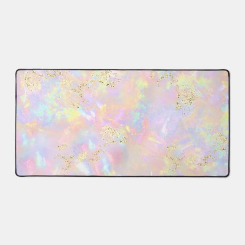 pink opal design faux chunky glitter desk mat