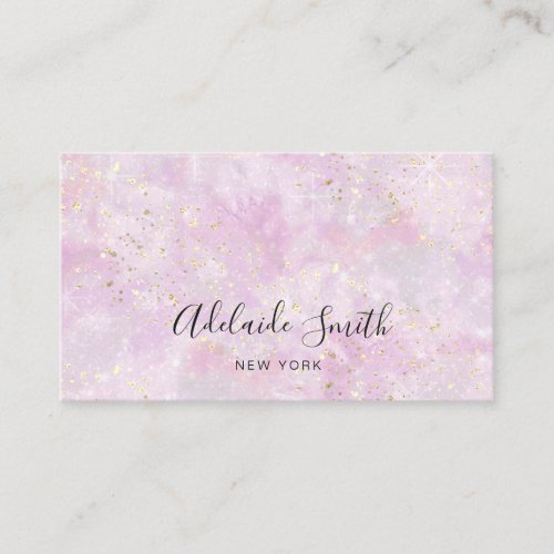 pink opal faux glitter business card