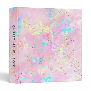 pink opal faux glitter details 3 ring binder