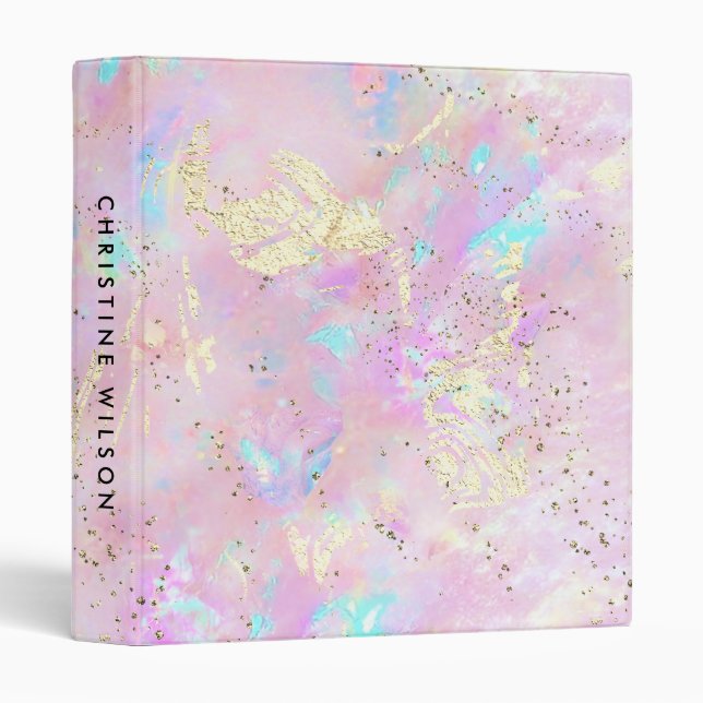 pink opal faux glitter details 3 ring binder (Front/Spine)
