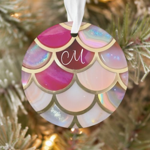 Pink Opal Iridescent Mermaid Scales Ornament