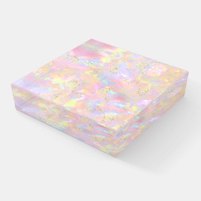 pink opal photo design paperweight (Angled)