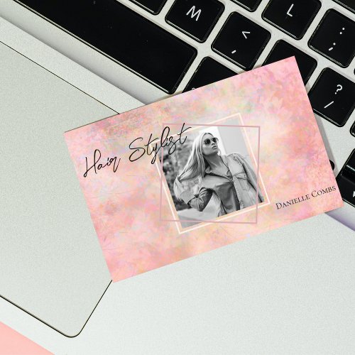 Pink Opal Stone  Hair Stylist Business Cards