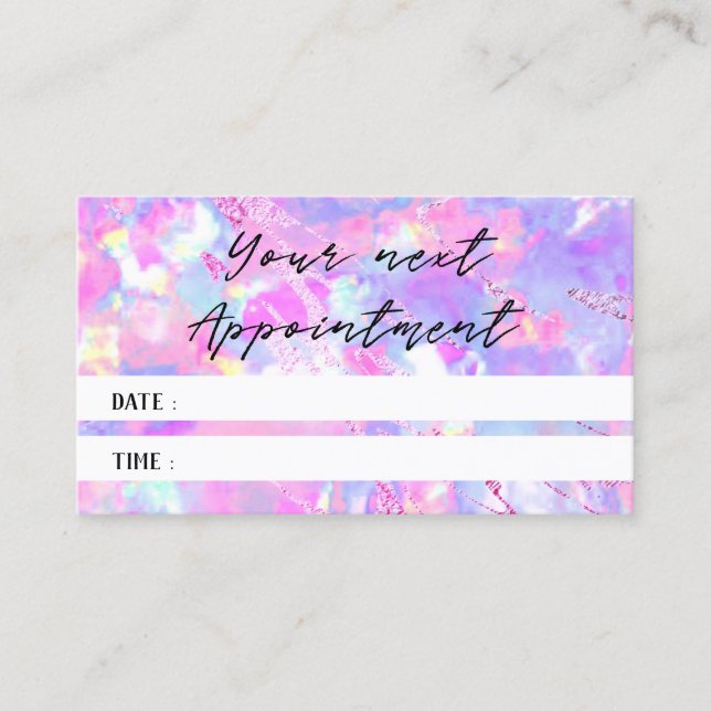 pink opal texture photo appointment card (Front)