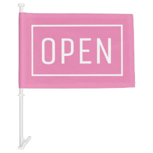 PINK OPEN SIGN CAR FLAG
