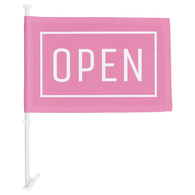 PINK OPEN SIGN CAR FLAG (Front)