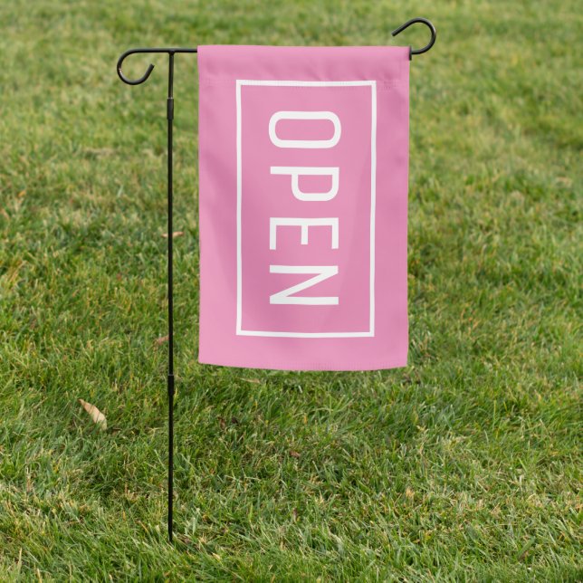 PINK OPEN SIGN FLAG (In SItu)